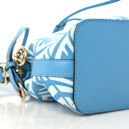 Fendi X SARAH COLEMAN Glazed Canvas Vitello King F is Fendi FF Vertigo Mini Mon Tresor Bucket Bag Cyber Blue White 5 of 16