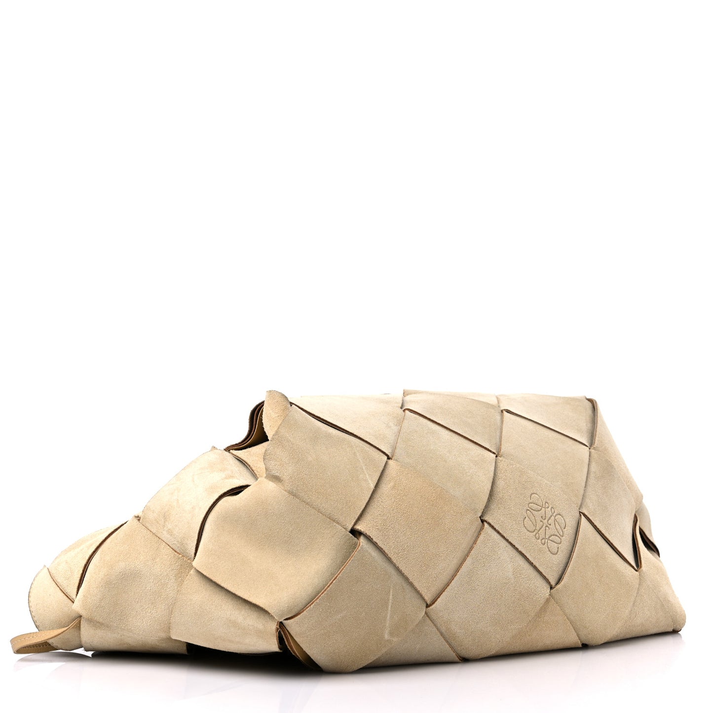 Suede Woven Basket Bag Beige