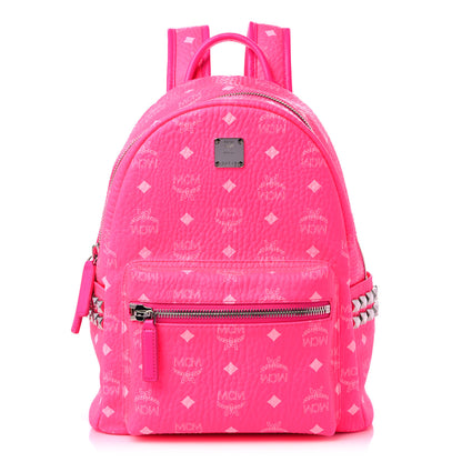 MCM Visetos Small Side Stud Stark Backpack Neon Pink 1 of 8