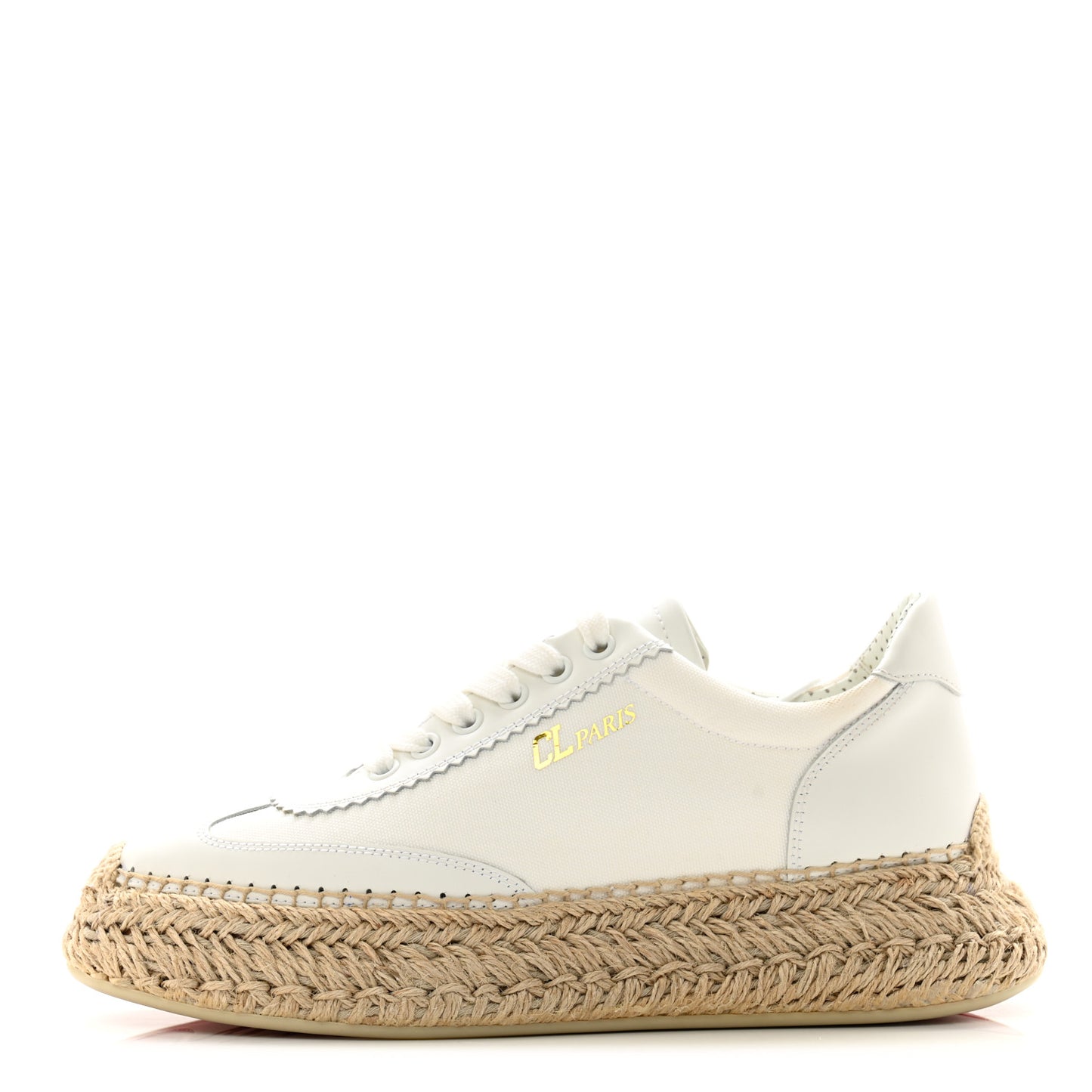 Toile Calfskin Espasneak Flat Sneaker 38 Ivory