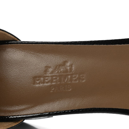 Hermes Calfskin Patent Epsom Manege Sandals 36.5 Black 7 of 8