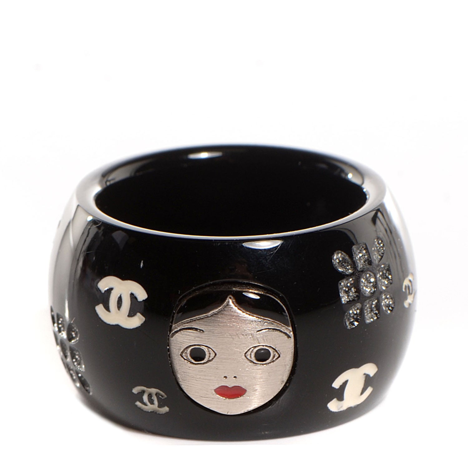 Chanel Resin Matryoshka Russian Doll Ring 6.5 Black 1 of 5