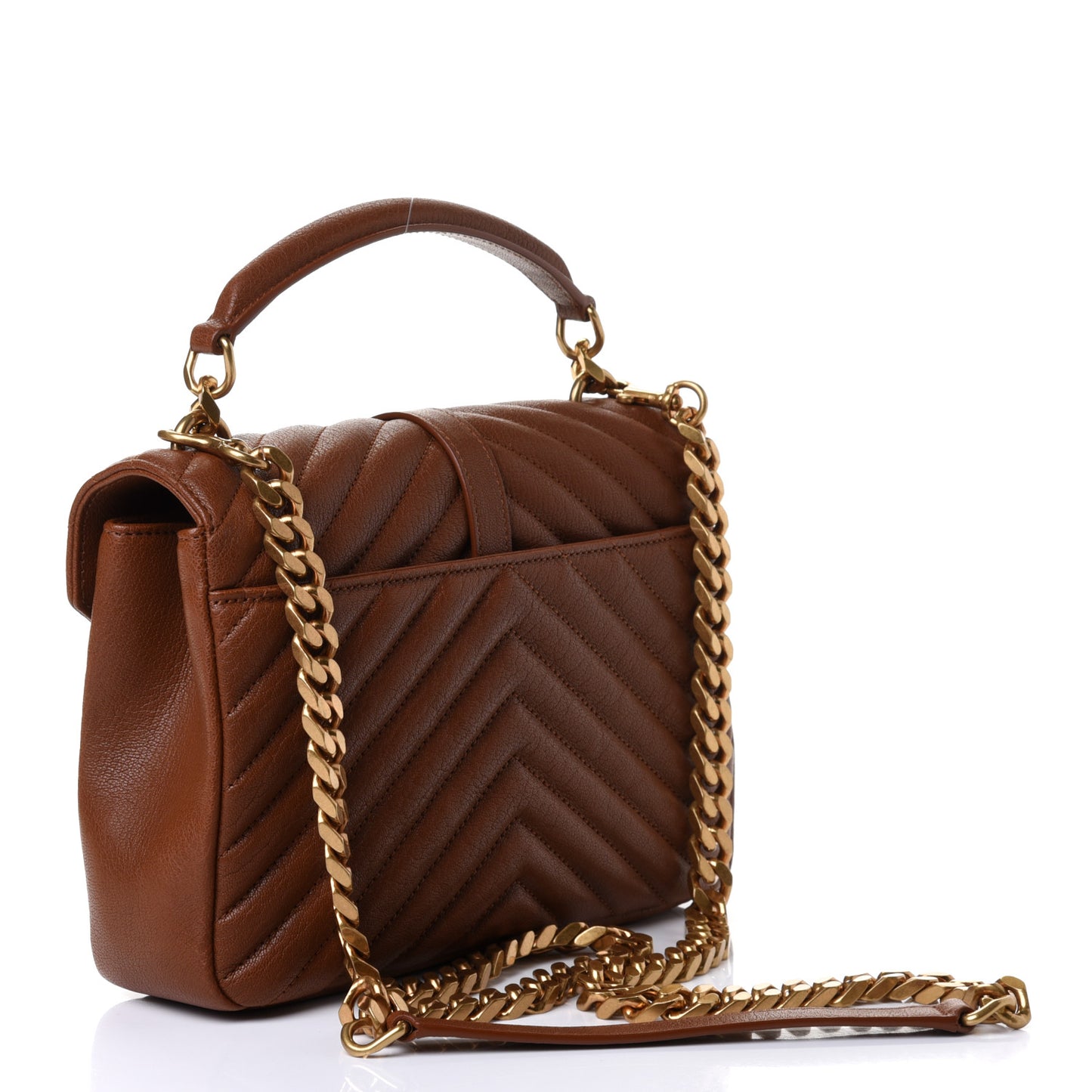 Sheepskin Matelasse Chevron Monogram Medium College Bag Brick