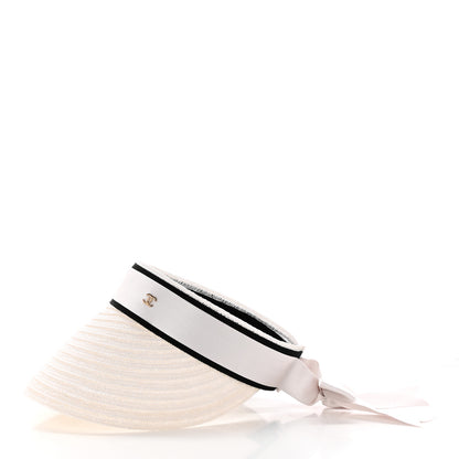 Chanel Abaca Cotton Ribbon Visor S Ecru White 4 of 8