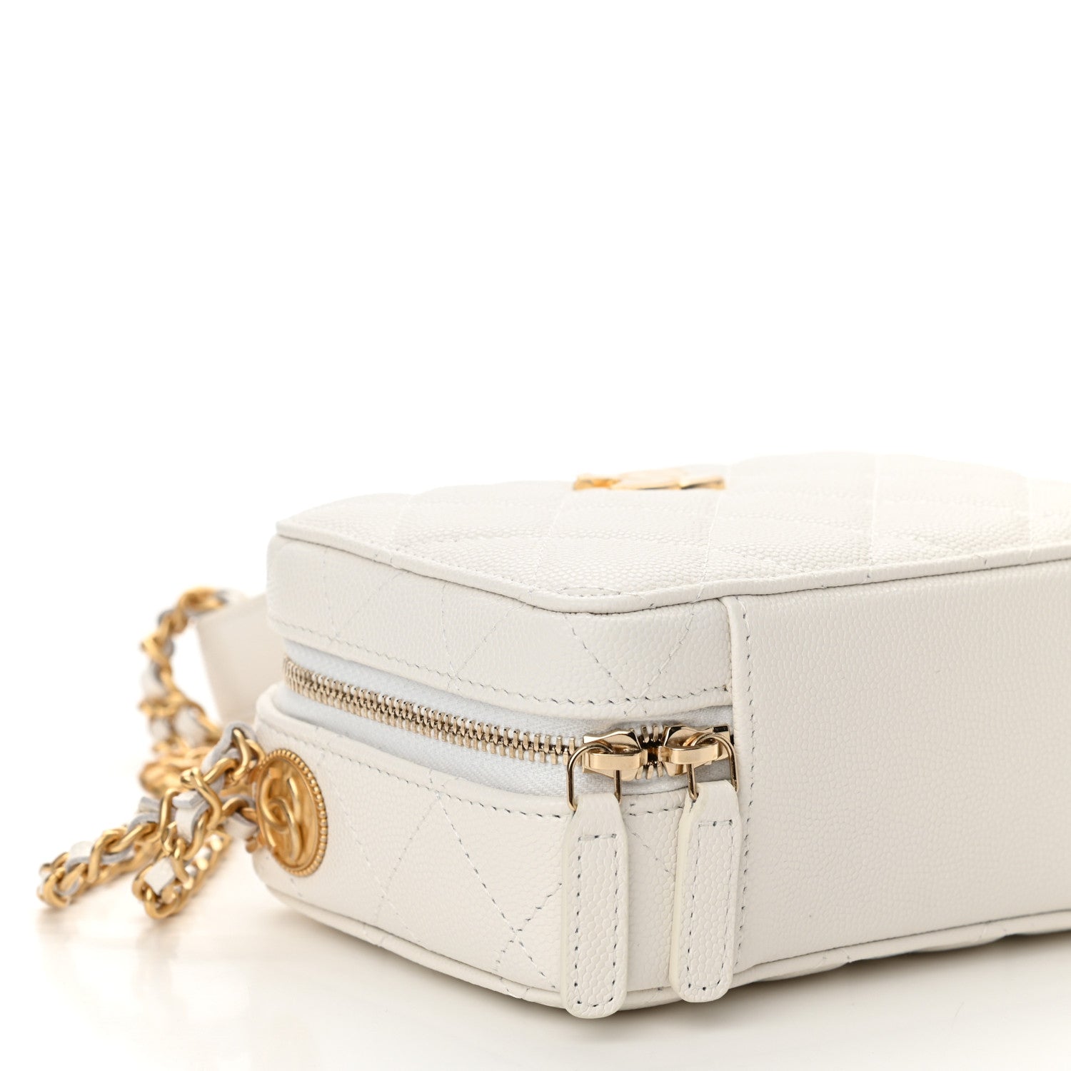 Chanel Caviar Quilted Twist Your Buttons Clutch With Chain White 9 of 11