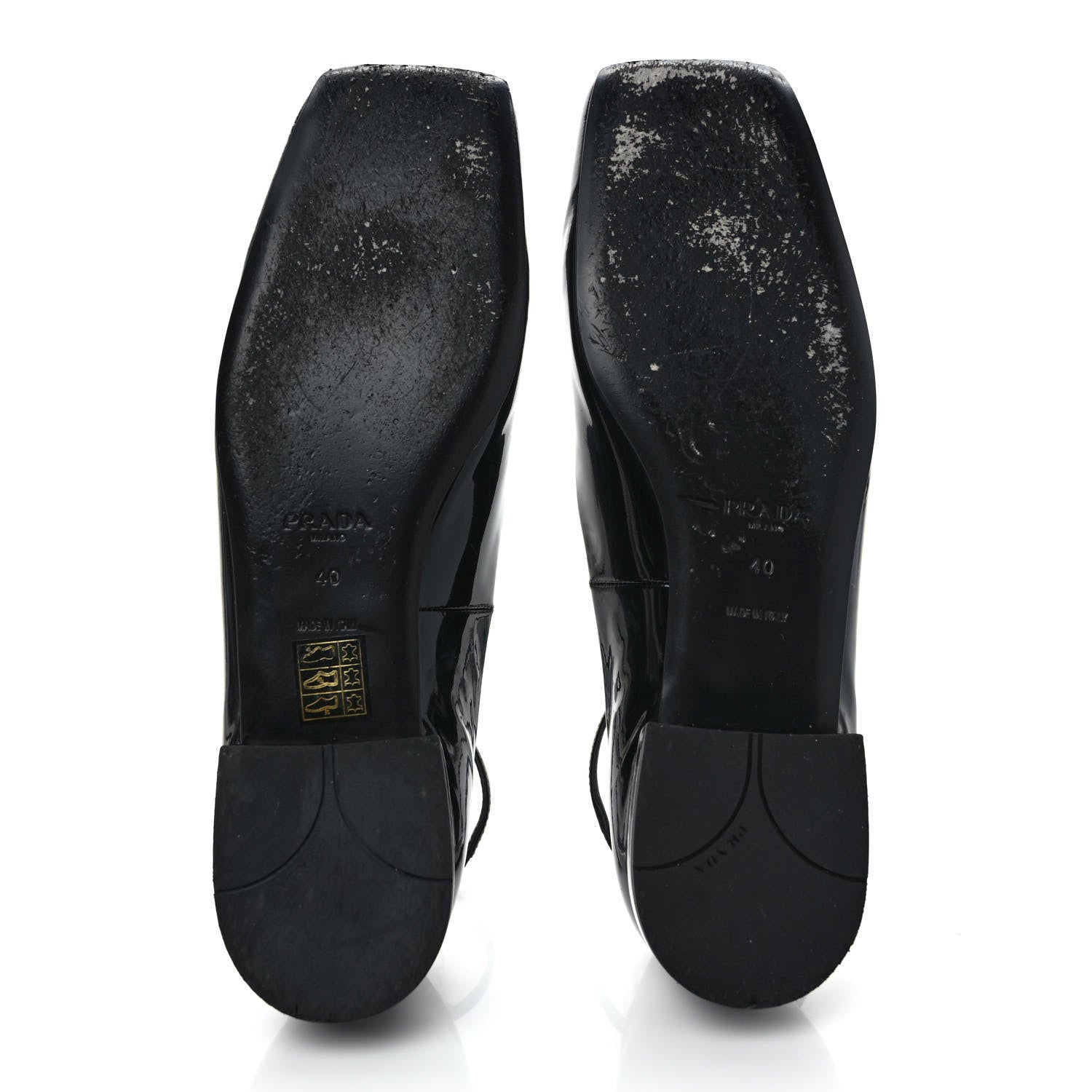 Prada Patent Calfskin Triangle Ankle Strap Ballerinas 40 Black 5 of 8