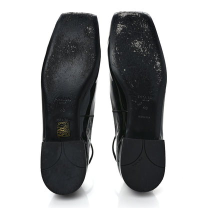 Prada Patent Calfskin Triangle Ankle Strap Ballerinas 40 Black 5 of 8