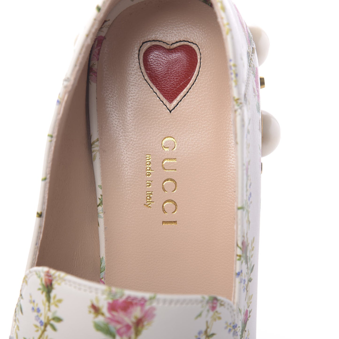Calfskin Web Pearl Floral Embellished Peyton Loafer 36 White Multicolor