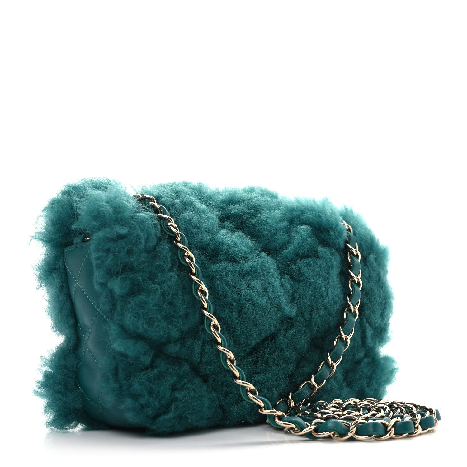 Chanel Shearling Lambskin Quilted Flap Green 3 of 10