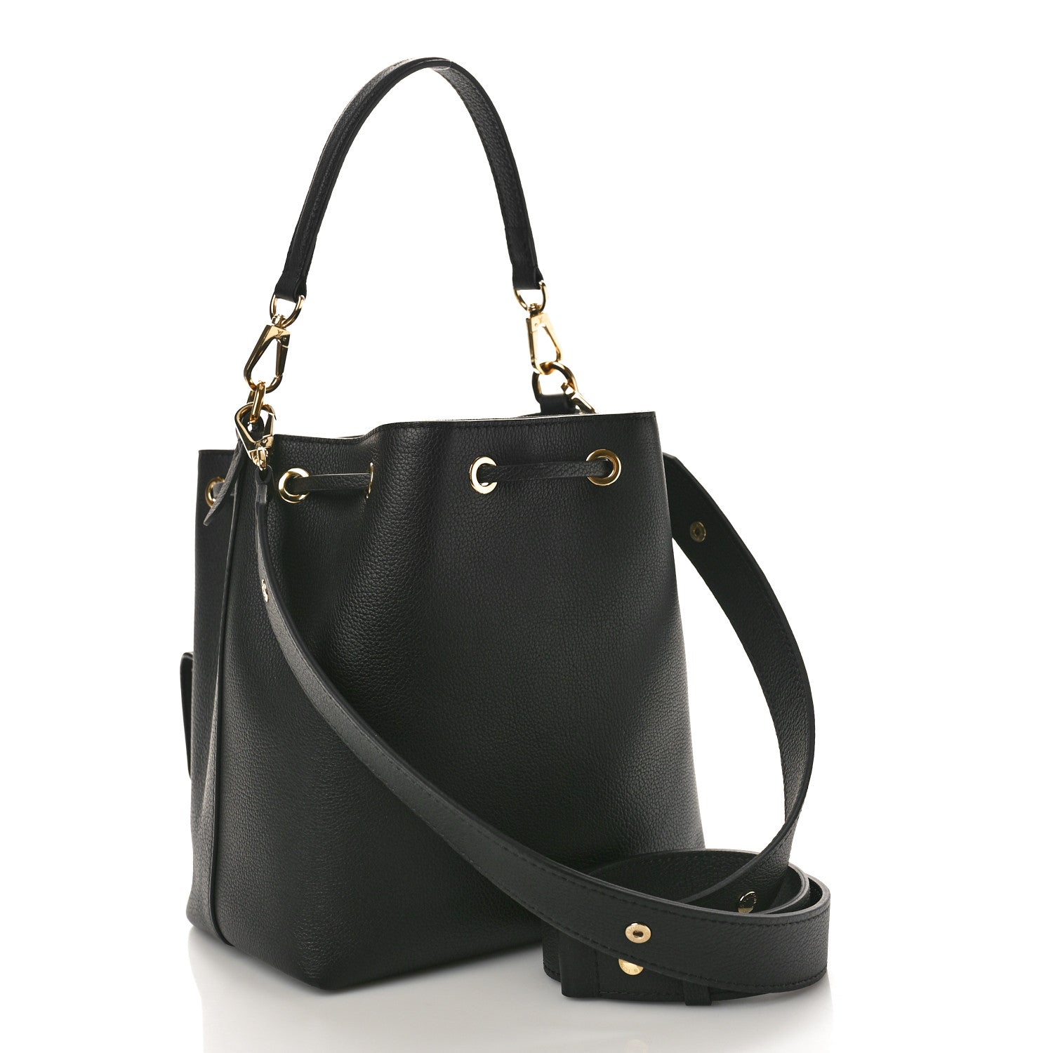 Louis Vuitton Calfskin Lockme Bucket MM Black 3 of 8