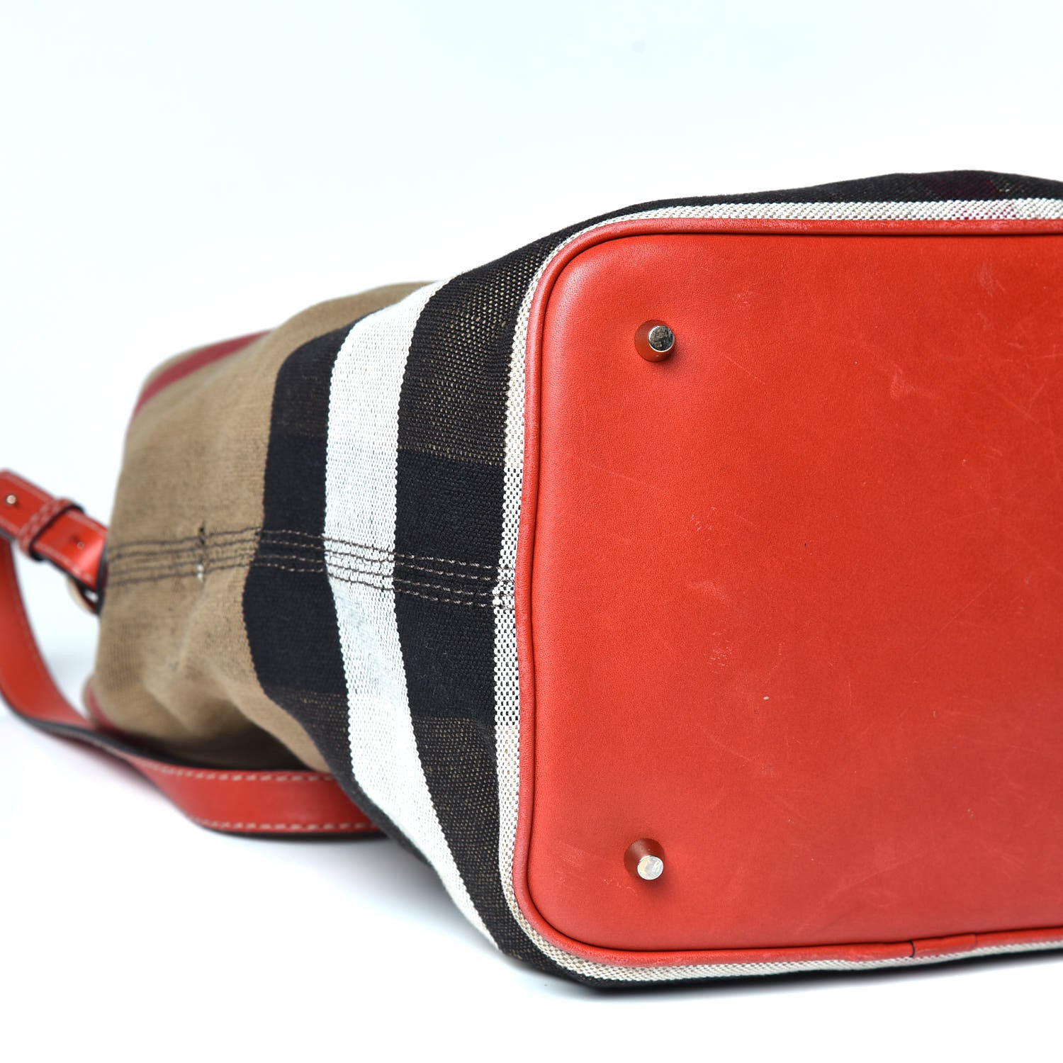 Burberry Canvas Mega Check Medium Ashby Hobo Cadmium Red 6 of 10