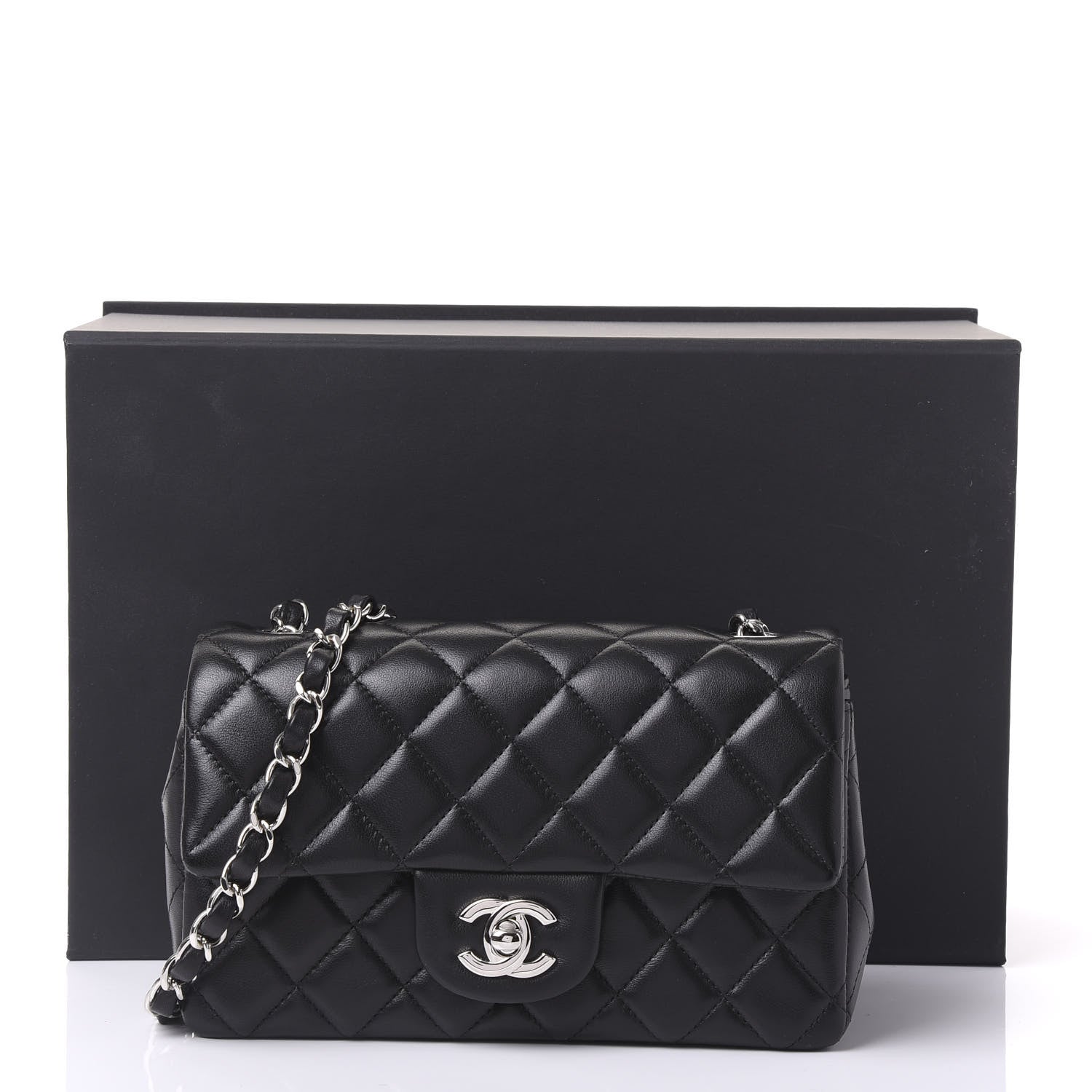 Chanel Lambskin Quilted Mini Rectangular Flap Black 10 of 10