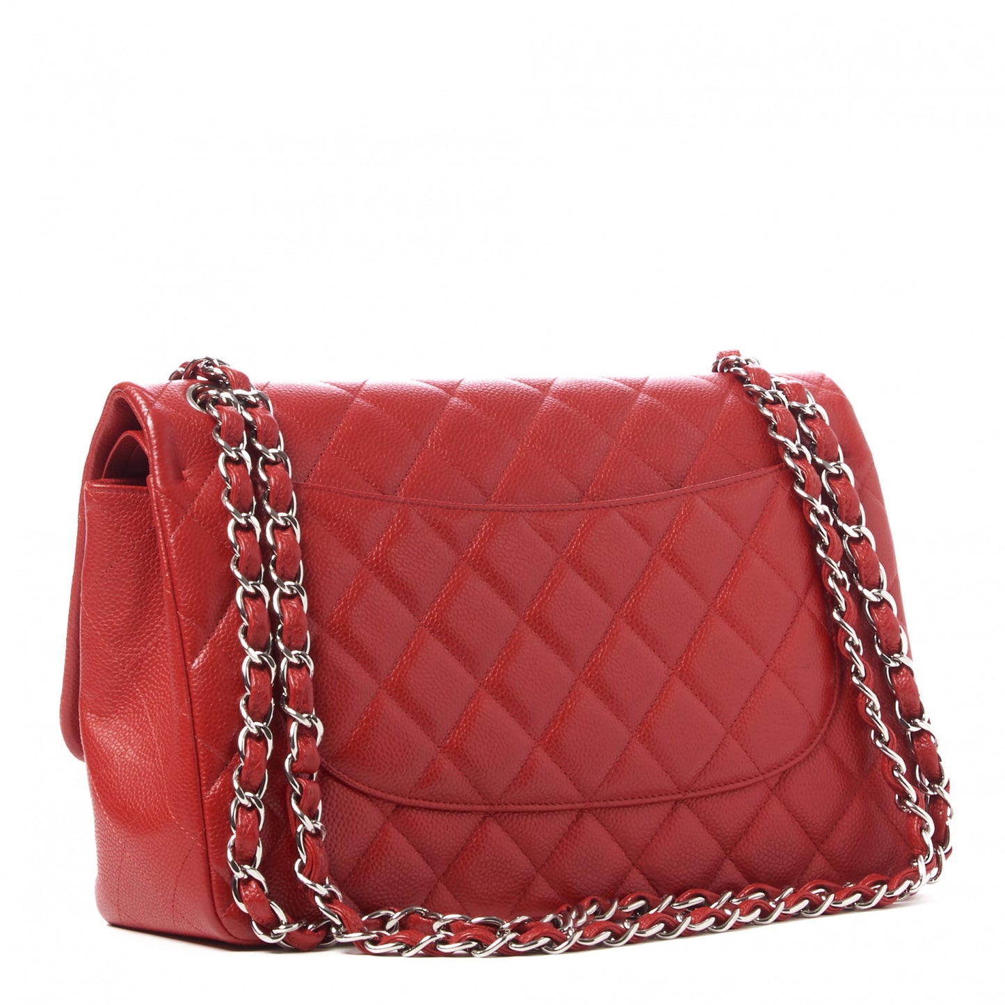 Caviar Quilted Jumbo Double Flap Red