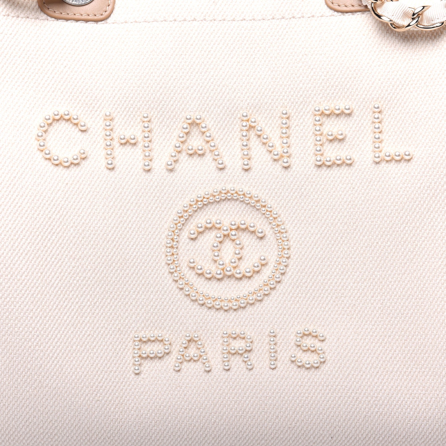 Canvas Pearl Medium Deauville Tote Ecru Beige