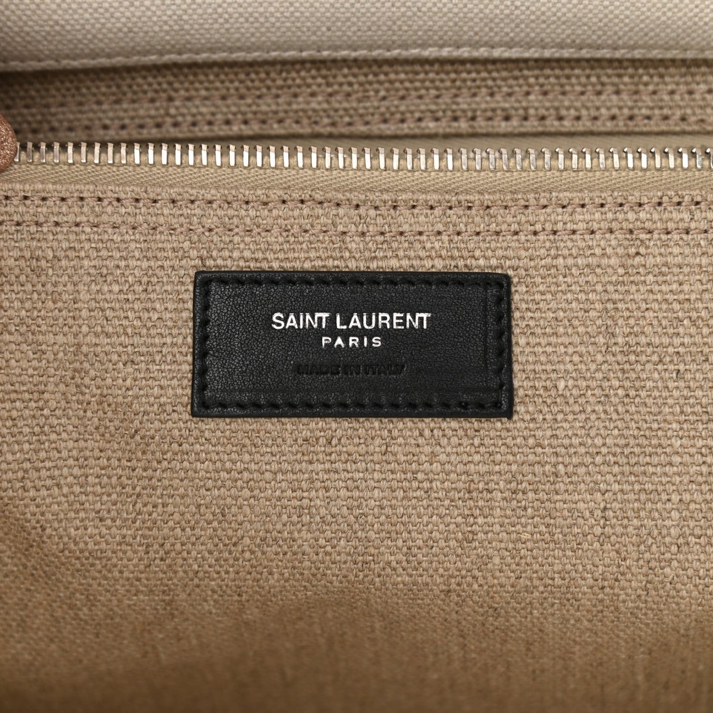 Linen Calfskin Small Rive Gauche Tote Greggio Natural
