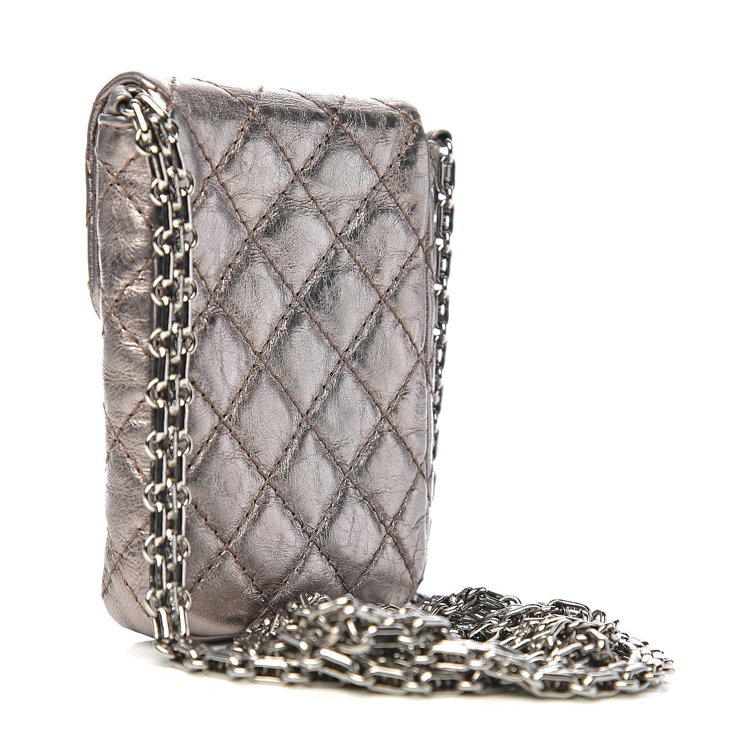 Chanel Metallic Aged Calfskin Quilted 2.55 Reissue Phone Case Green 2 of 8