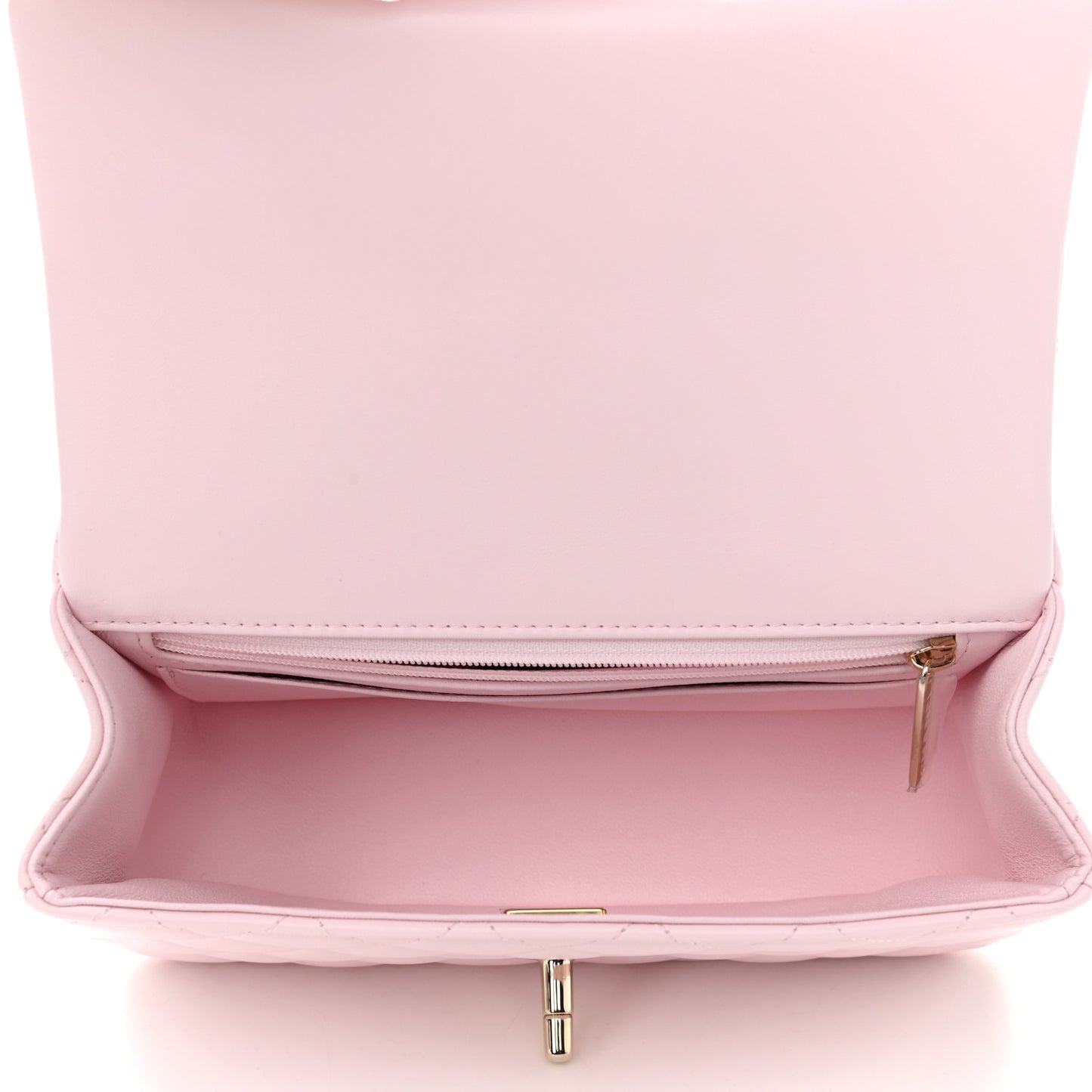 Lambskin Quilted Mini Top Handle Rectangular Flap Light Pink