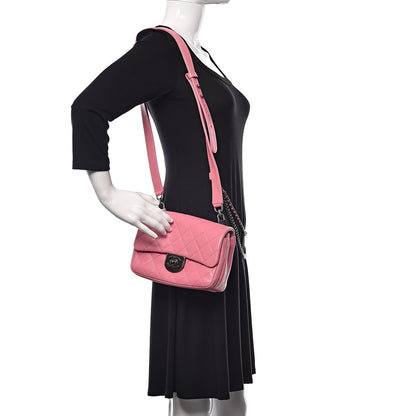 Chanel Shiny Goatskin Quilted Small Double Carry Waist Chain Flap Pink 3 of 13