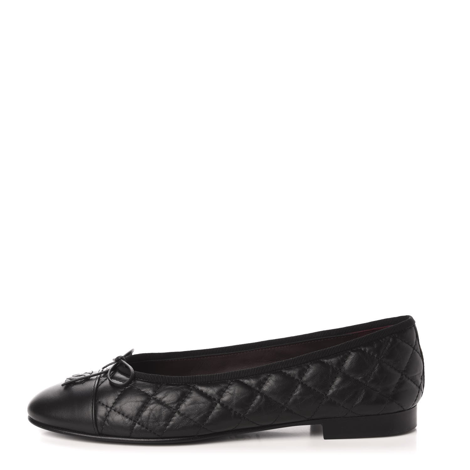 Chanel Aged Calfskin Quilted Cap Toe Ballerina Flats 41 Black 1 of 9