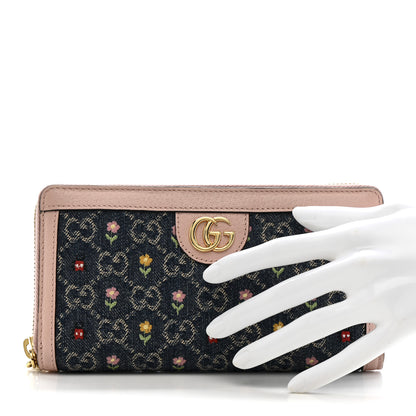Gucci New Denim GG Monogram Calfskin Love Parade Zip Around Wallet Light Pink 2 of 7