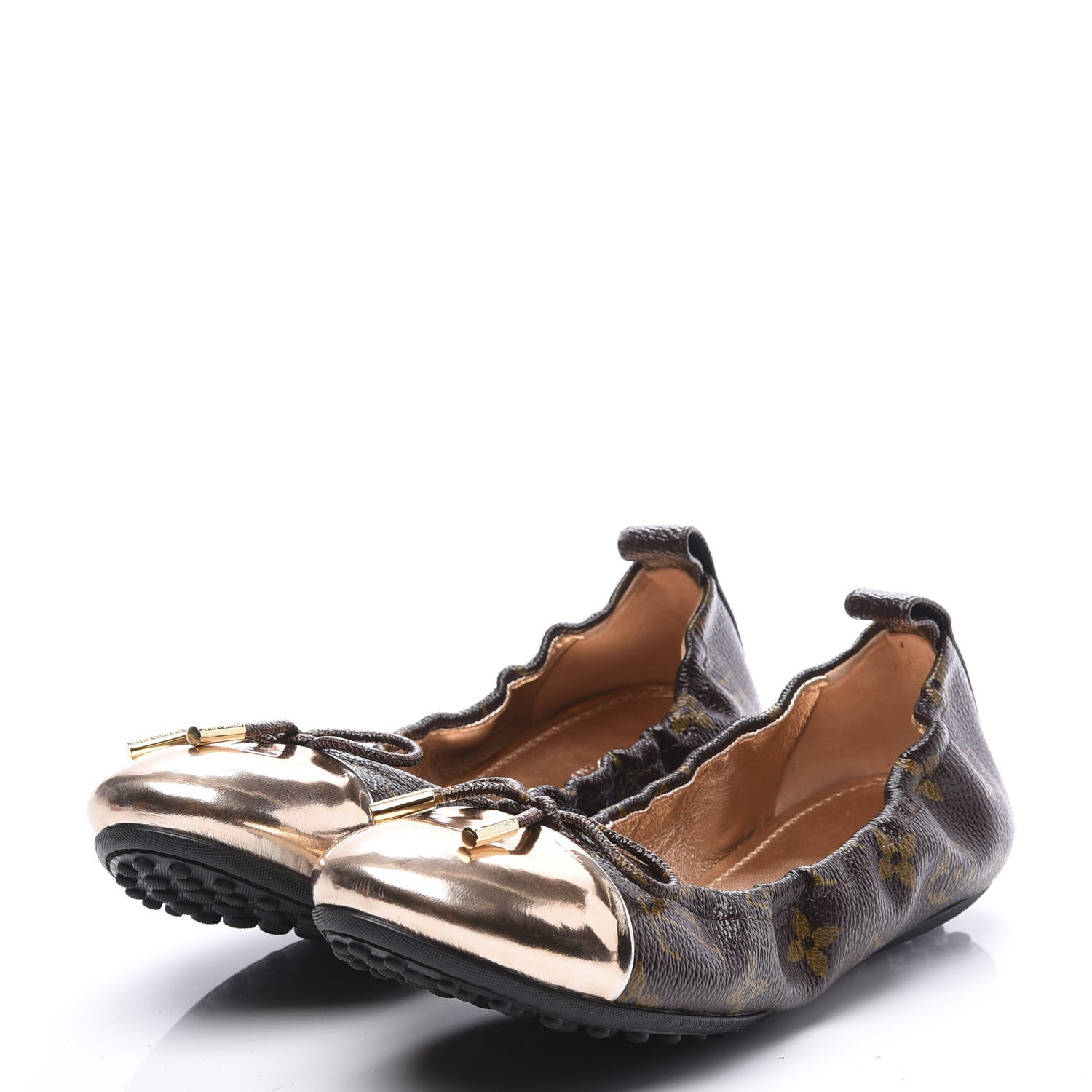 Louis Vuitton Patent Monogram Flirty Ballerina Flats 38 Gold 2 of 10