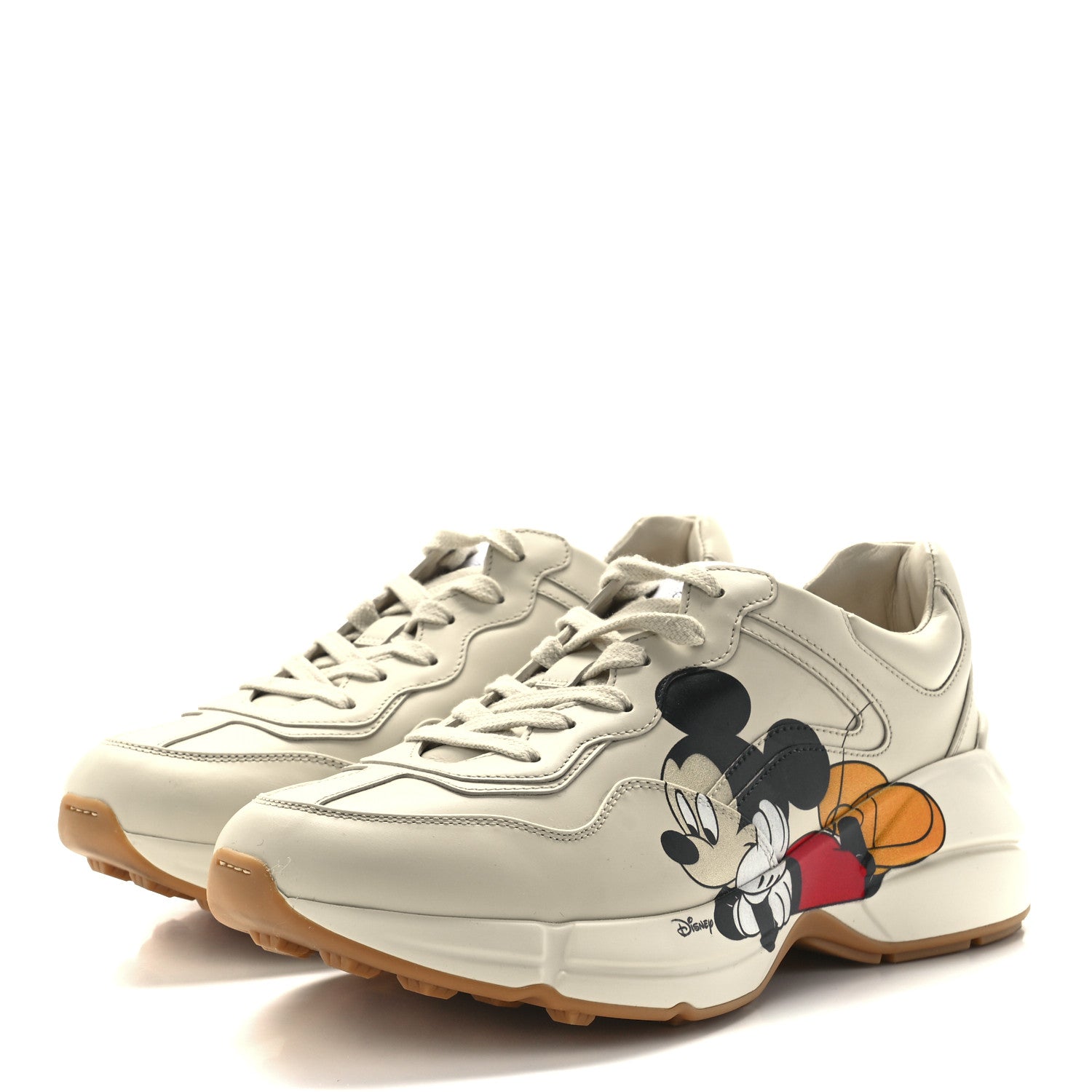 Gucci X DISNEY Calfskin Mickey Mouse Womens Rhyton Sneakers 38 Ivory 3 of 9