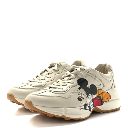 Gucci X DISNEY Calfskin Mickey Mouse Womens Rhyton Sneakers 38 Ivory 3 of 9