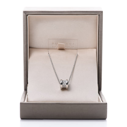 Bulgari 18K White Gold Diamond Small B.Zero1 Pave Pendant Necklace 9 of 9
