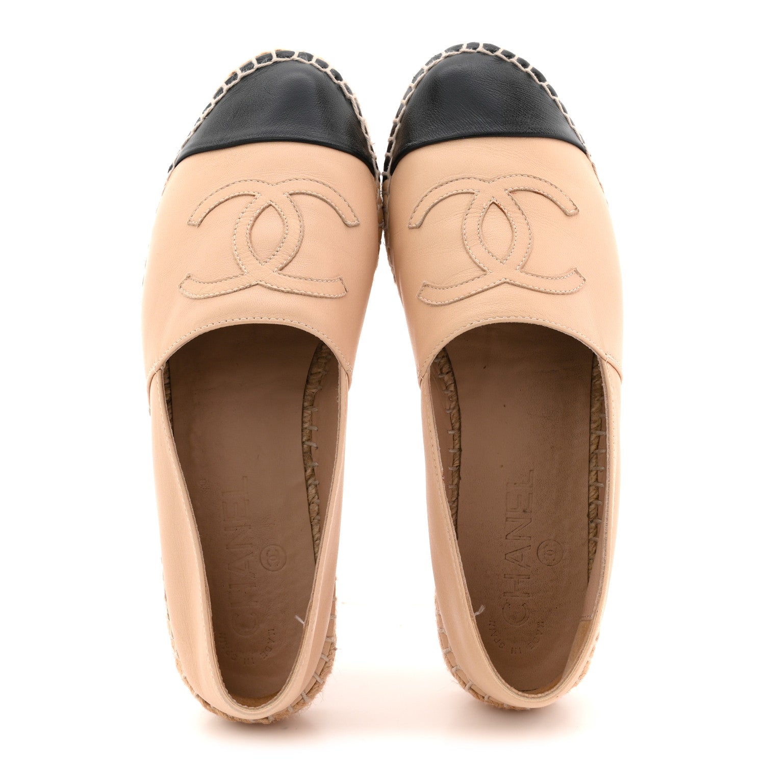 Chanel Lambskin CC Espadrilles 36 Beige Black 2 of 12