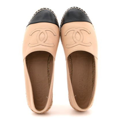 Chanel Lambskin CC Espadrilles 36 Beige Black 2 of 12