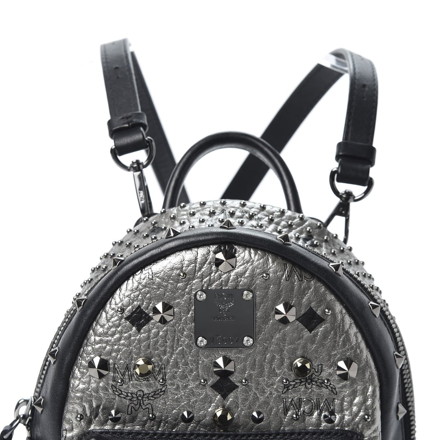 Metallic Visetos Studded Stark X-Mini Bebe Boo Backpack Silver