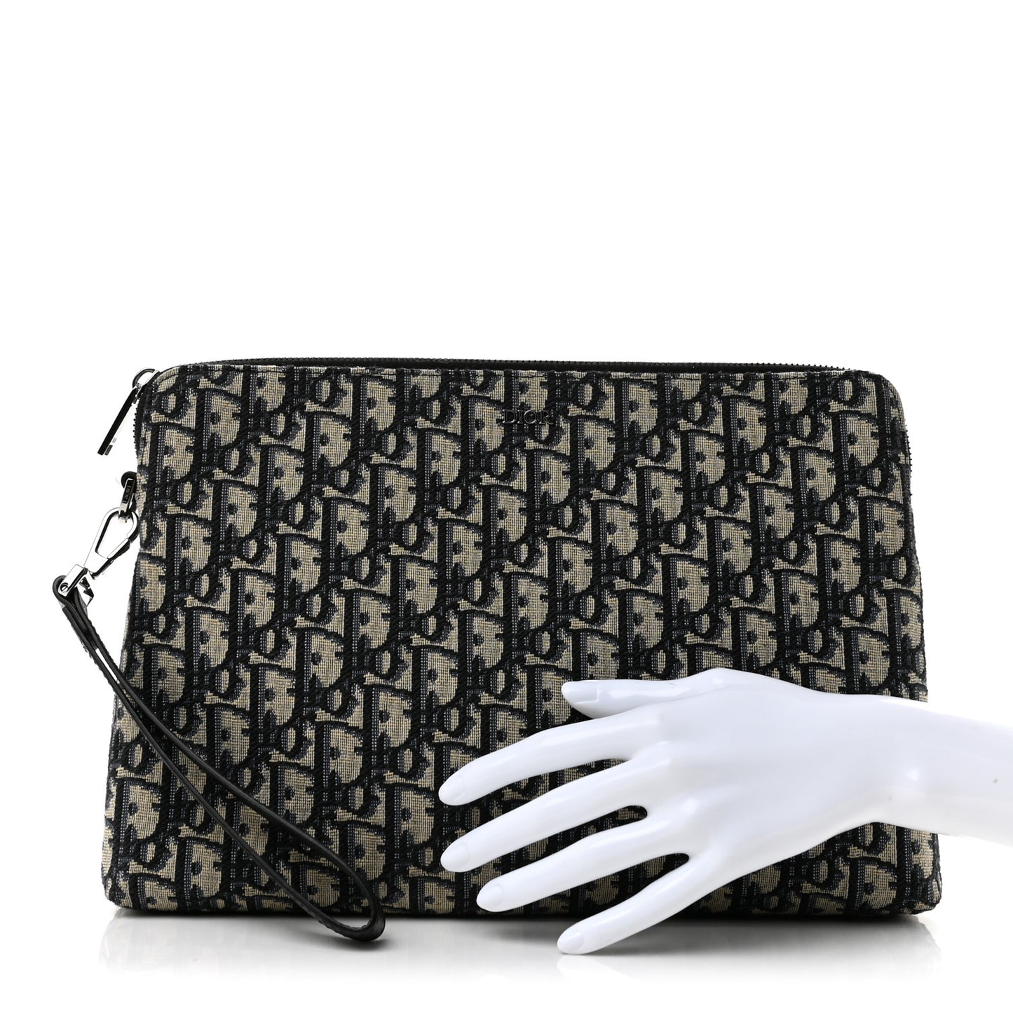 Oblique A4 Zipped Pouch Beige Black