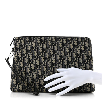 Christian Dior Oblique A4 Zipped Pouch Beige Black 2 of 7
