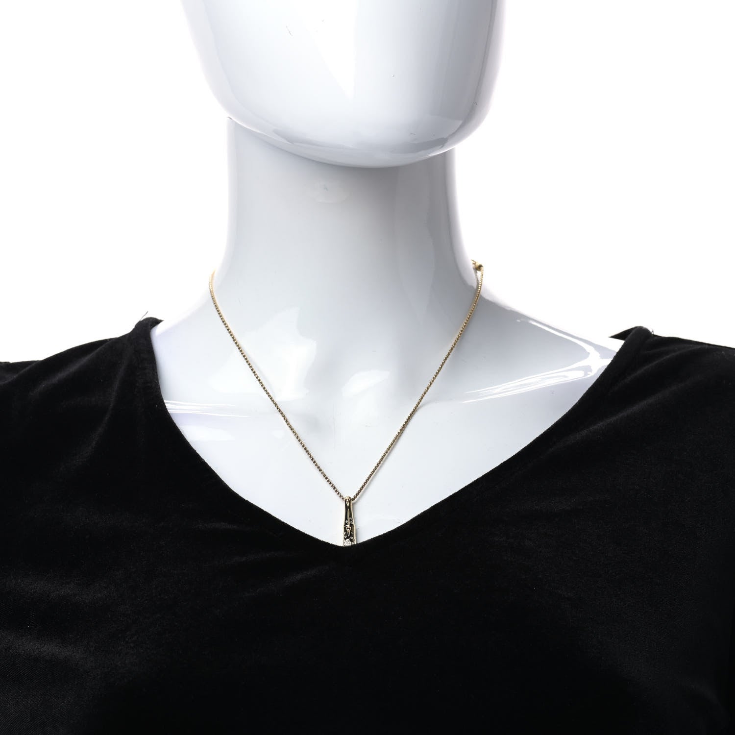 John Hardy 18K Yellow Gold Diamond Bamboo Drop Pendant Necklace 2 of 5