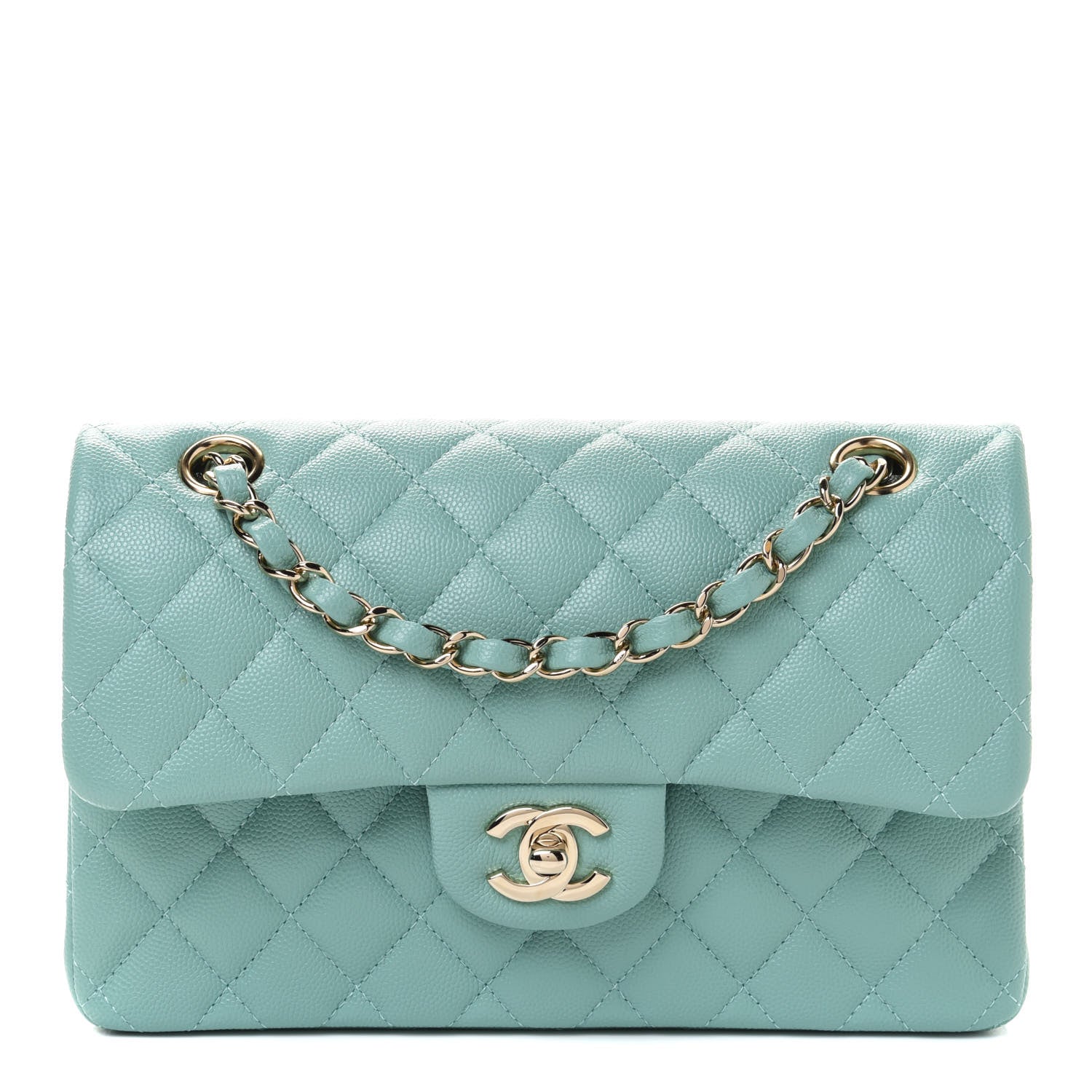 Chanel Caviar Quilted Small Double Flap Light Green 1 of 11