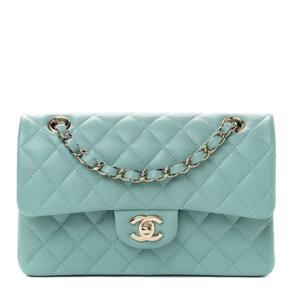 Chanel Caviar Quilted Small Double Flap Light Green 1 of 11