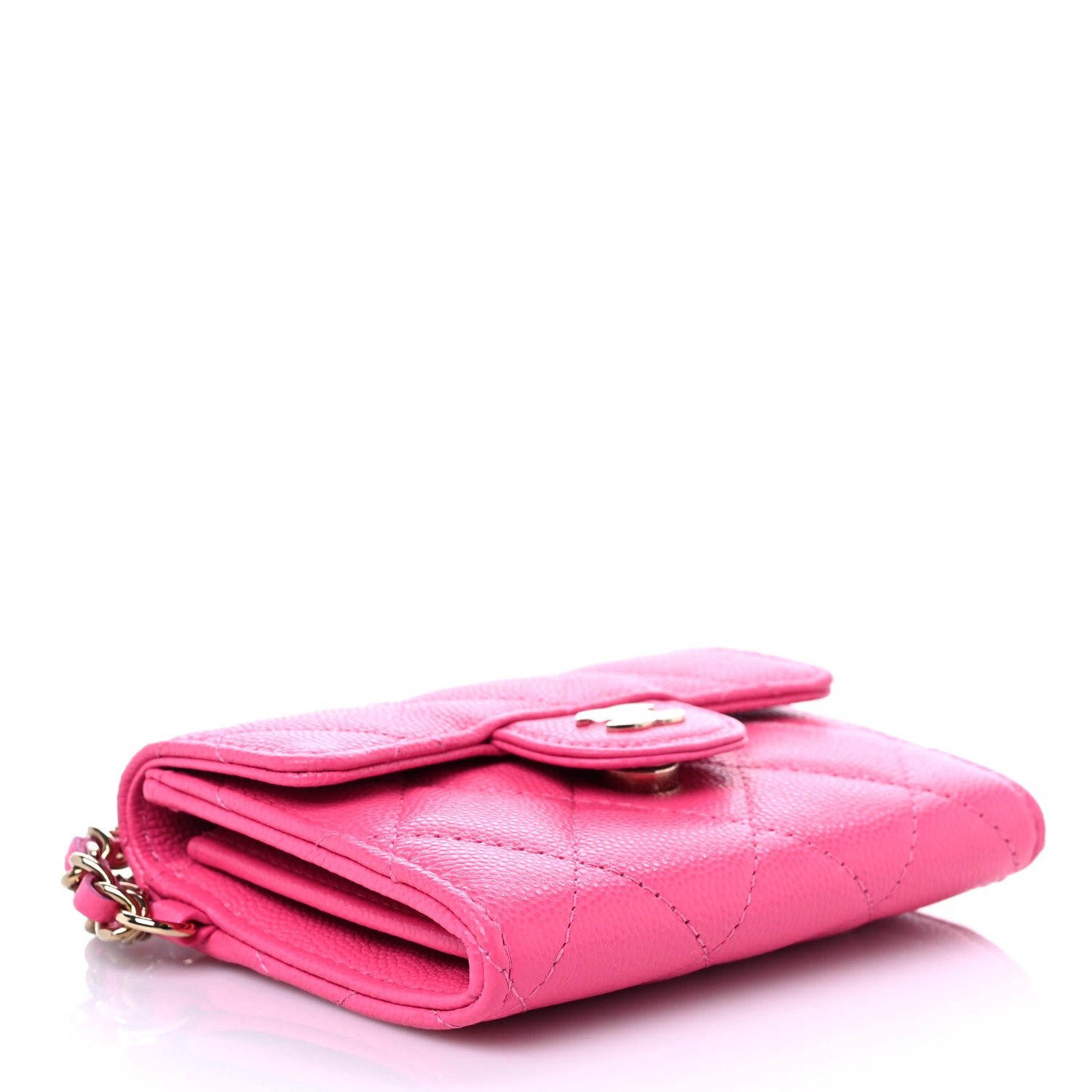 Chanel Caviar Quilted Flap Card Holder Chain Wristlet Rose 4 of 8