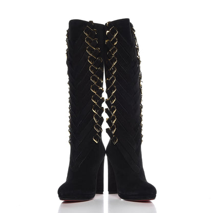 Christian Louboutin Suede Lady Troop 120 Tall Boots 39 Black 6 of 9