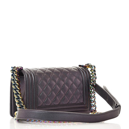 Chanel Iridescent Goatskin Quilted Small Boy Flap Purple 3 of 7