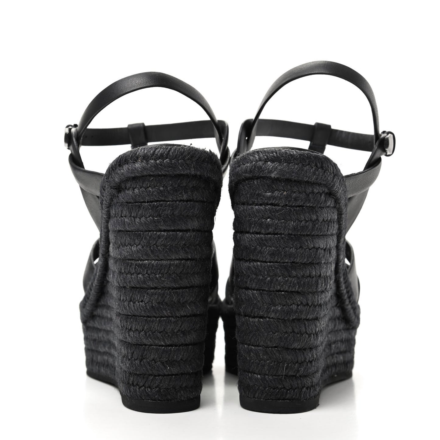 Calfskin Tribute 95 Platform Espadrille Wedge Sandals 39.5 Black