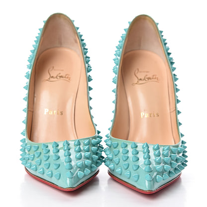 Christian Louboutin Patent Pigalle Spikes 120 Pumps 37 Aquamarine 2 of 13