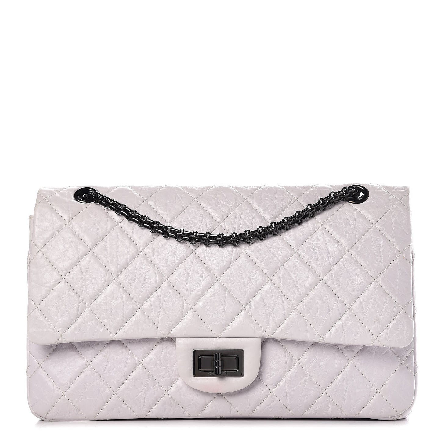 Aged Calfskin Quilted 2.55 Reissue 227 Flap White