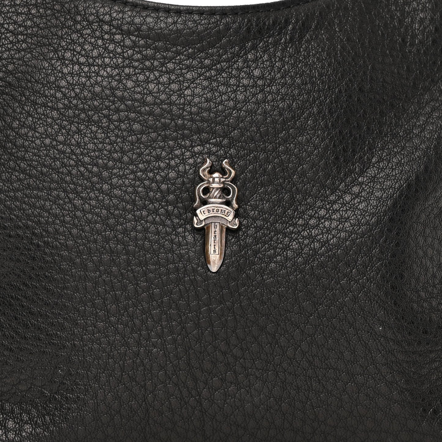 Grained Calfskin Viv Dagger Hobo Bag Black