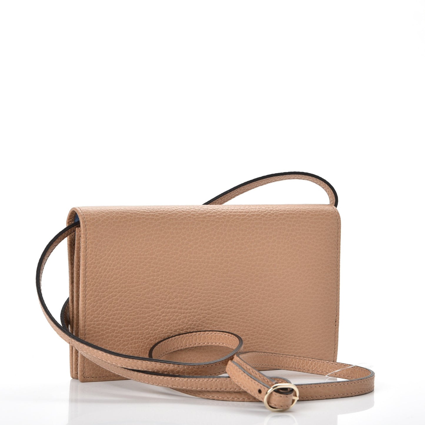 Dollar Calfskin Mini Swing Wallet Bag Camelia Mineral Blue