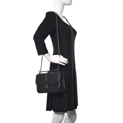 Valentino Garavani Vitello Medium Glam Lock Rockstud Flap Black 2 of 9