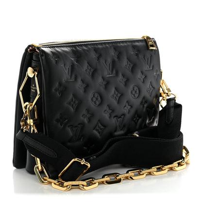 Louis Vuitton Lambskin Embossed Monogram Coussin PM Black 3 of 9
