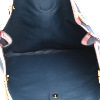 Gucci Suede Calfskin Large Rajah Chain Tote New Blue Romantic Cherry 6 of 11