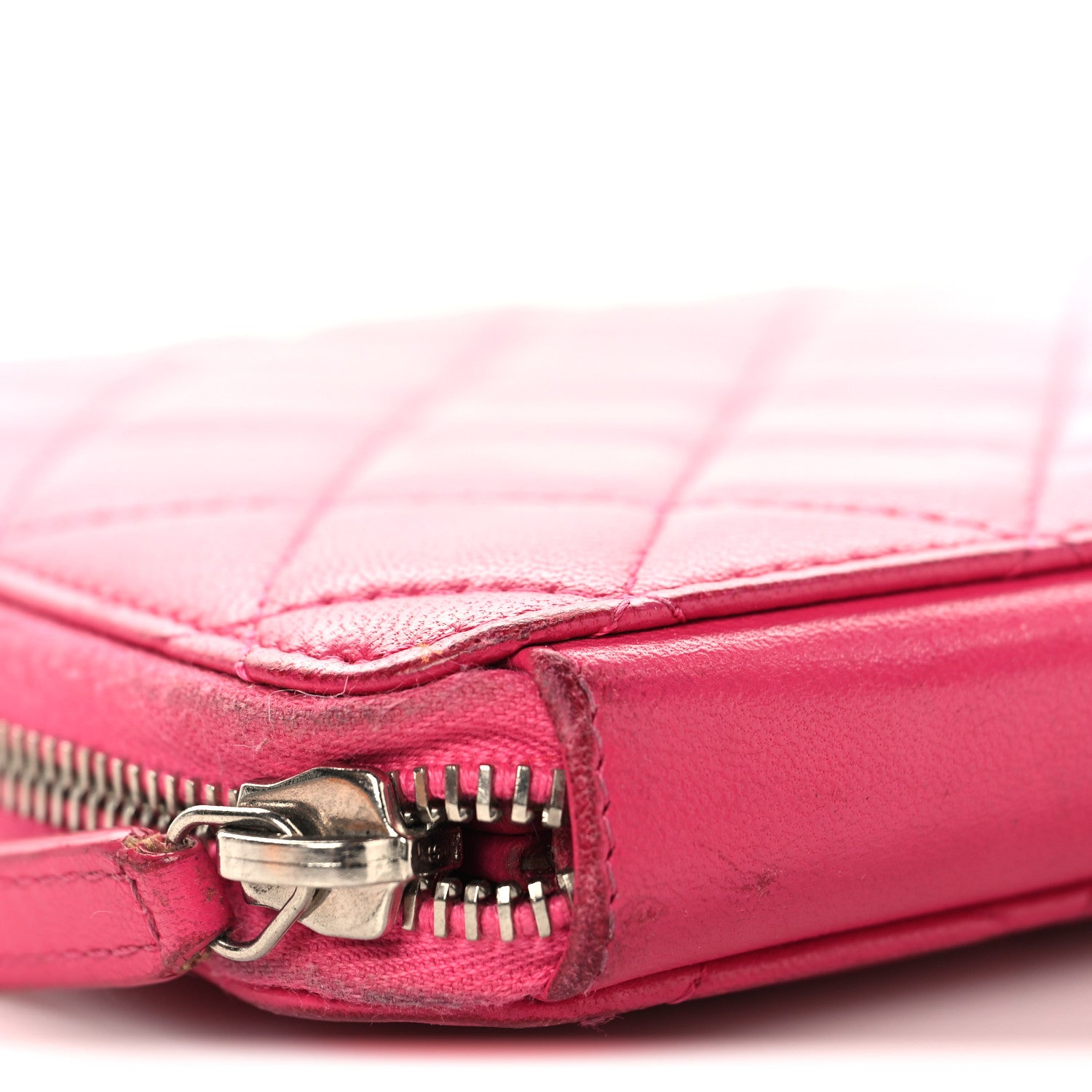 Chanel Lambskin Quilted Large Zip Around Organizer Wallet Pink