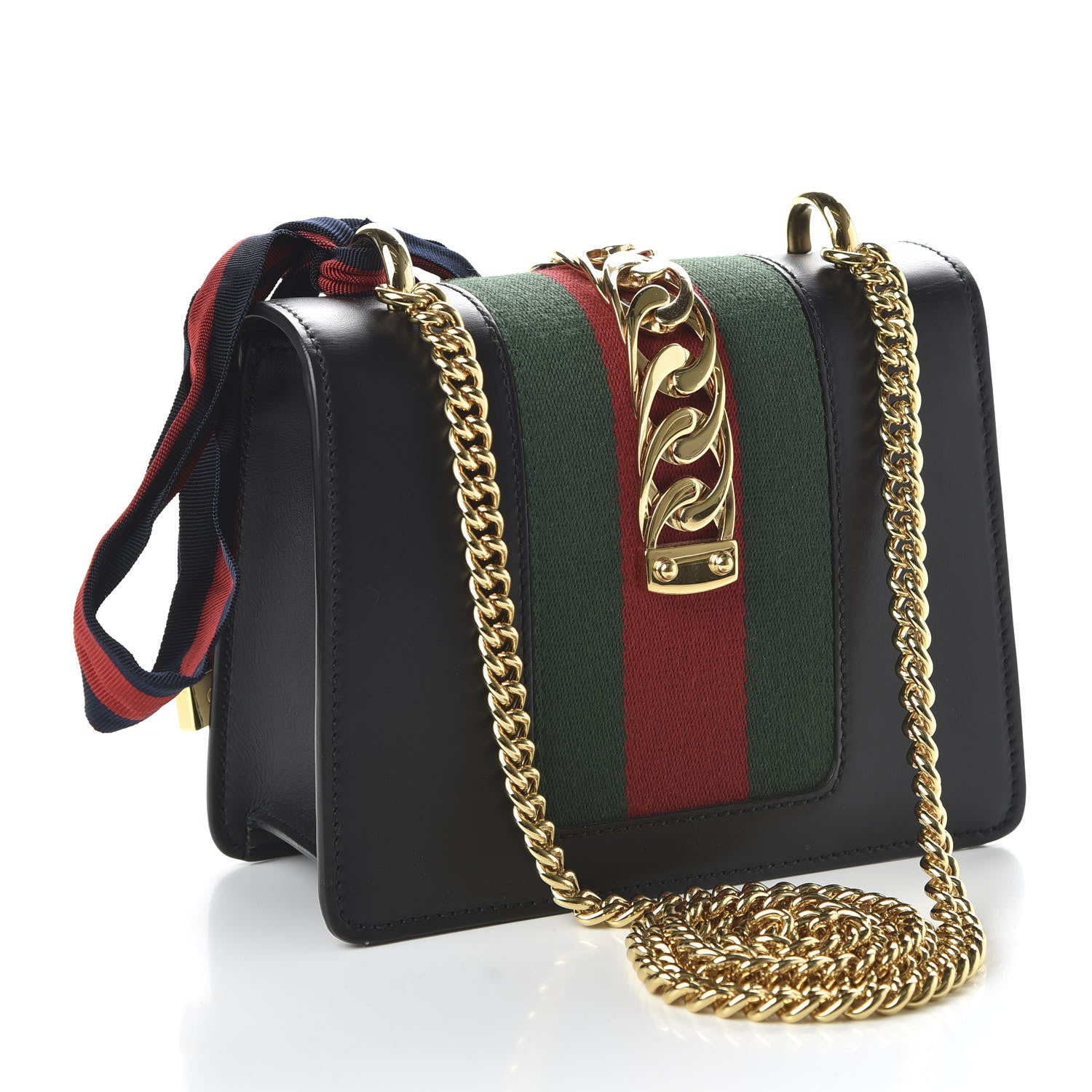 Gucci Calfskin Mini Sylvie Chain Shoulder Bag Black 3 of 10