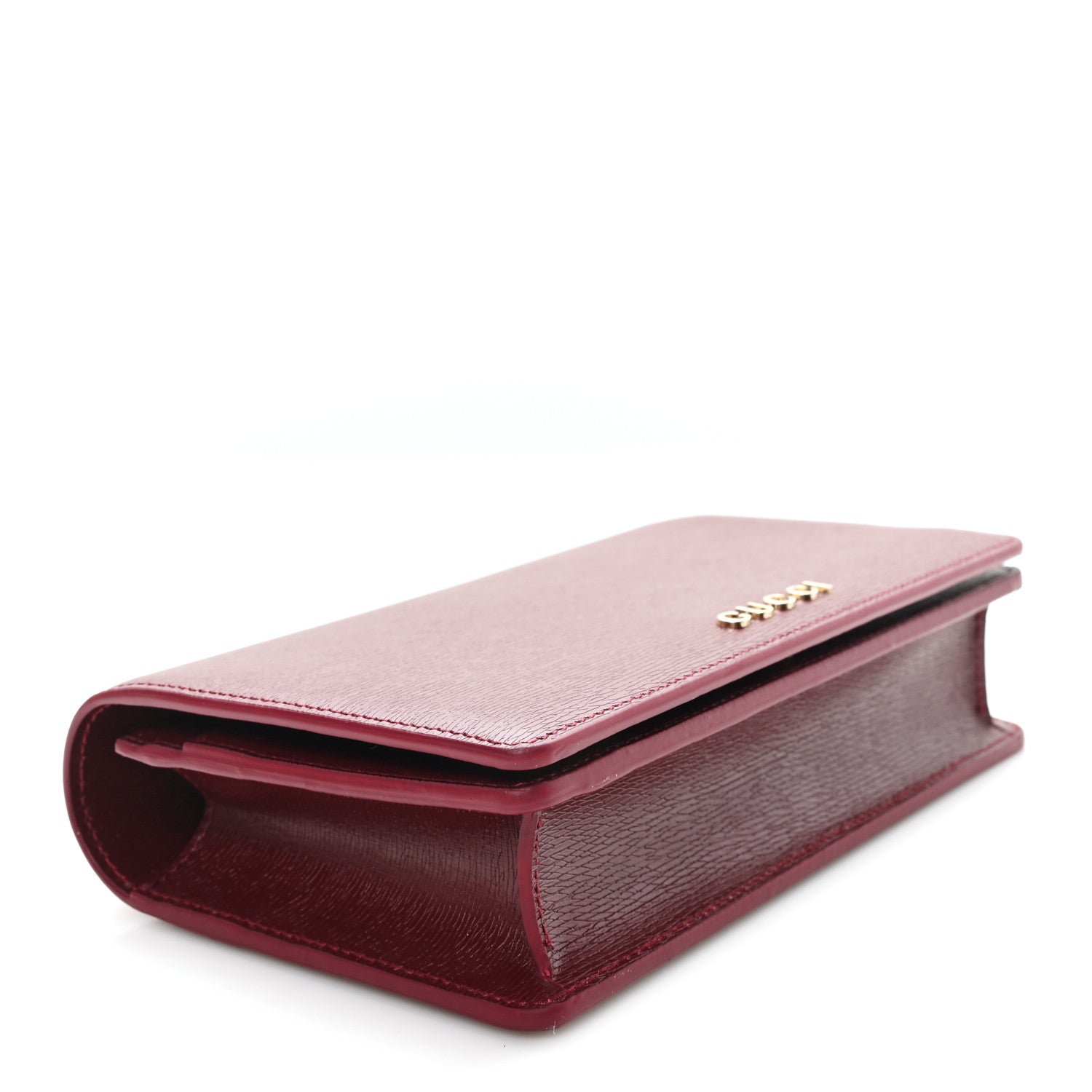Gucci Textured Calfskin Script Logo Wallet On Chain Rosso Ancora 4 of 10